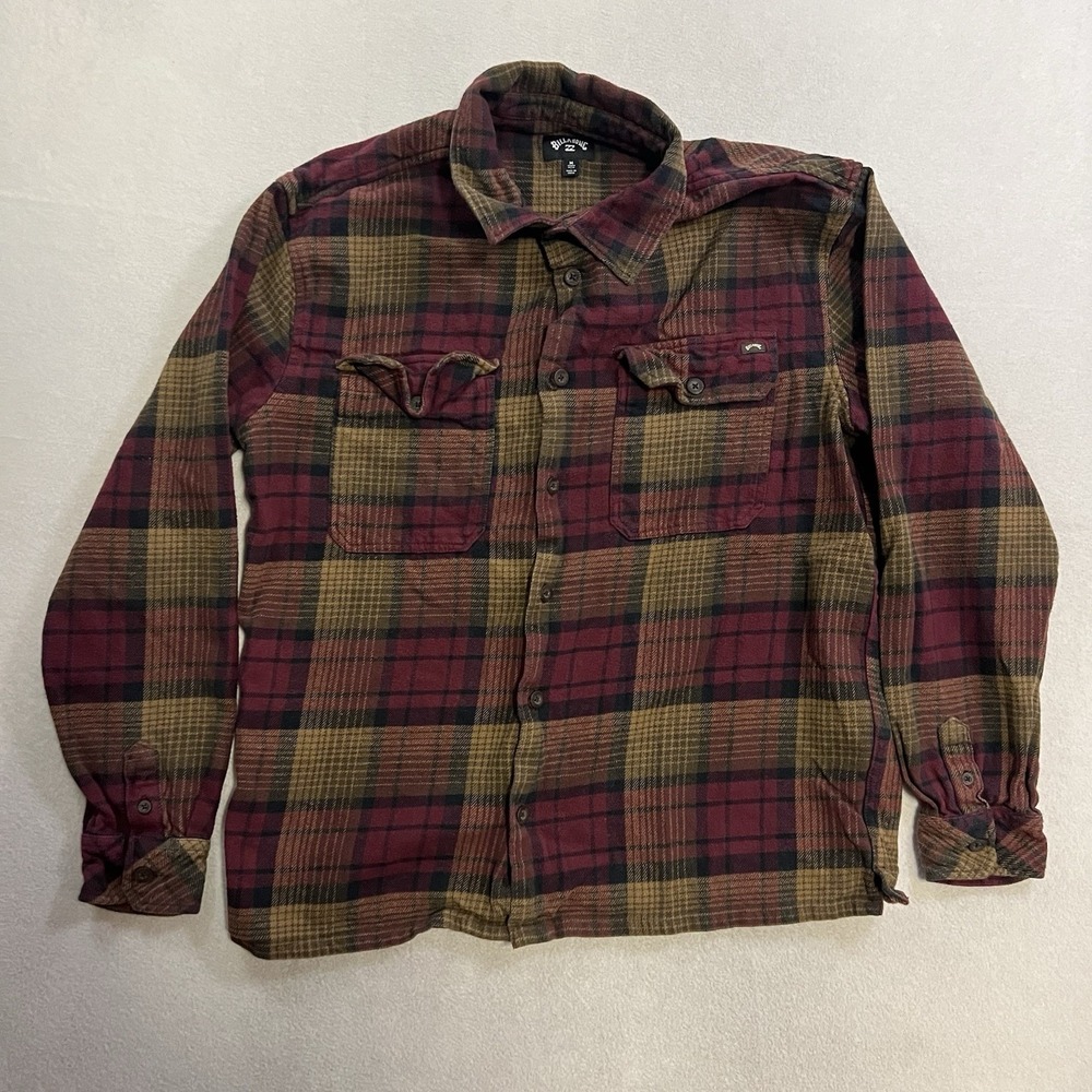 Billabong Offshore Flannel Shirt Men's Size Medium Plaid Long Sleeve Button Up